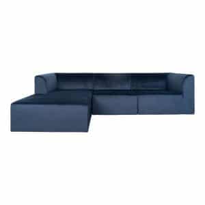 Alba Lounge Sofa i mørkeblå velour - venstrevendt 160/90x272xH67 cm