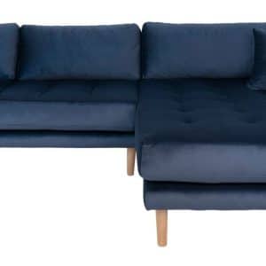 Lido Lounge Sofa m. højrevendt chaise - Mørkeblåt Velour