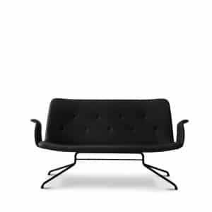 Bent Hansen | Primum sofa, Design Læder - Adrian black, Stelfarve Børstet rustfrit stål