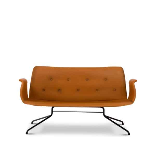 Bent Hansen | Primum sofa, Design Læder - Adrian cognac , Stelfarve Børstet rustfrit stål