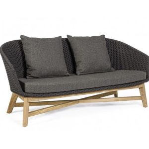 Lounge sofa i teaktræ og polypropylene B168 cm - Natur/Charcoal