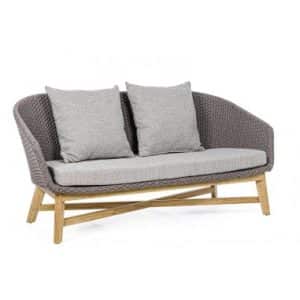 Lounge sofa i teaktræ og polypropylene B168 cm - Natur/Stengrå