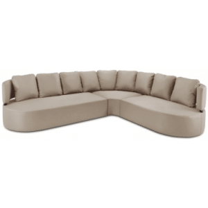 Barts udendørs hjørnevendt hjørne loungesofa i vandafvisende polyester B310 x D262 cm - Beige