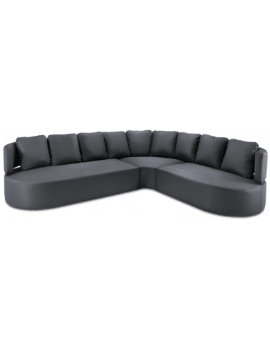 Barts udendørs hjørnevendt hjørne loungesofa i vandafvisende polyester B310 x D262 cm - Mørkegrå
