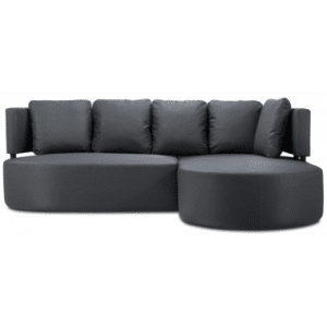Barts udendørs højrevendt loungesofa i vandafvisende polyester B245 x D190 cm - Mørkegrå