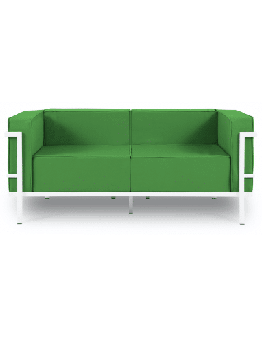 Cannes udendørs loungesofa i stål og polyester B164 x D70 cm - Hvid/Grøn