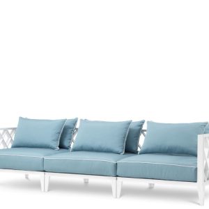 Eichholtz Ocean Club sofa - white finish / mineral blue sunbrella