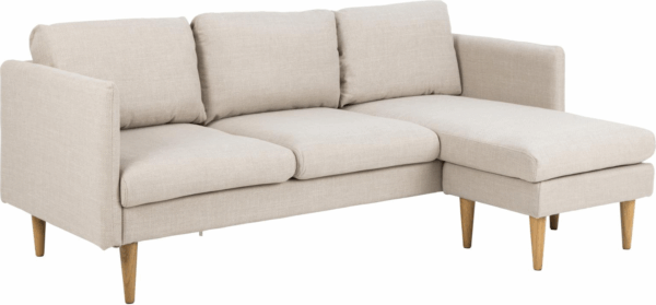 2-personers sofa med chaiselong Signature Meliane - Basel stof beige - lounge sofa med pocket-fjedre