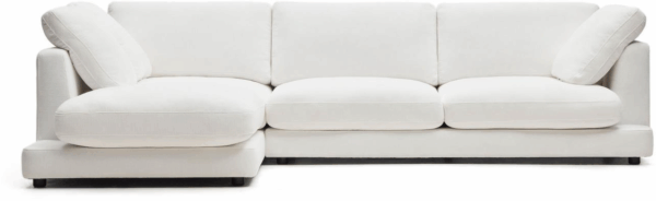3-personers sofa Kave Home Gala - rustik hvid chenille lounge sofa med vendbare betræk og antibakterielt stof