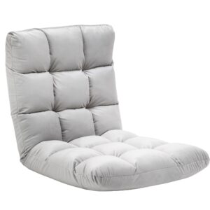 Gulvstol 3-i-1 sammenklappelig gulvstol med ryglæn 13 positioner justerbar sammenklappelig lounge sædehynde grå metalskum 55 x 71 x 53,5 cm
