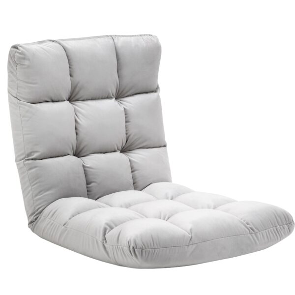 Gulvstol 3-i-1 sammenklappelig gulvstol med ryglæn 13 positioner justerbar sammenklappelig lounge sædehynde grå metalskum 55 x 71 x 53,5 cm