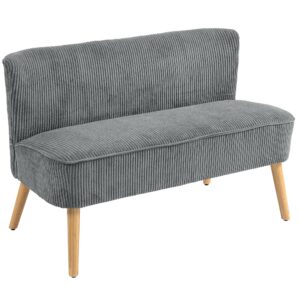 2-Personers polstret sofa, træ, fløjl polyester, skum, 117 x 56,5 x 77 cm, grå