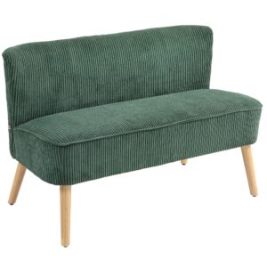 2-Personers polstret sofa, træ, fløjlsblød polyester, skum, 117 x 56,5 x 77 cm, grøn
