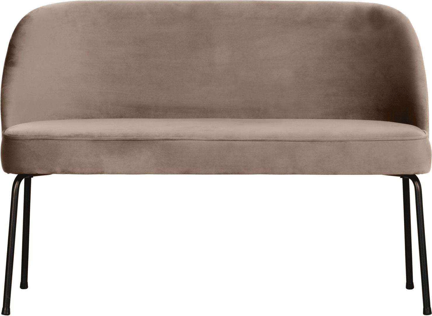 Loungesofa / sofabænk WOOOD Vogue - Jarra velour khaki, 100% polyester, Martindale 100.000, mat sort metalstel