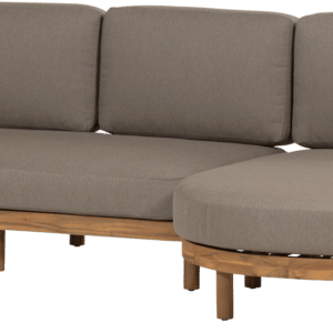 Udendørs hjørnesofa/lounge WOOOD Collection, akacietræ med sand polstring, vejrbestandig, højrevendt, 300x100x83 cm