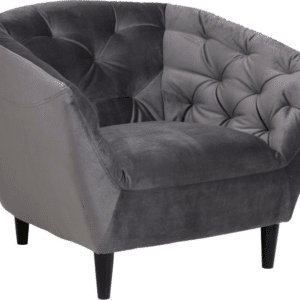 1-personers sofa Signature Vella - mørkegrå Vic-stof, sort gummitræsstel, kompakt læsesofa